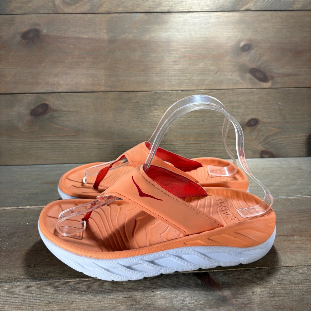 Hoka Ora Recovery Flip Womens size 7 shoes Orange Foam Thong sandals